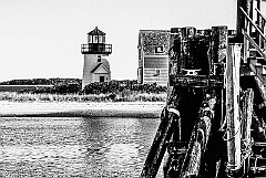 Hyannis Harbor Lighthouse on Cape Cod - Gritty Look BW